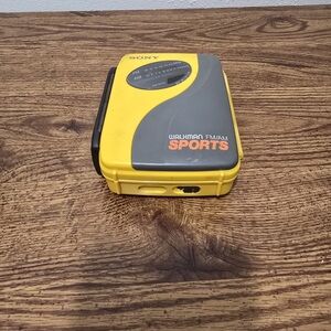 Vintage Sony Walkman Sports Yellow and Gray Portable Cassette Player